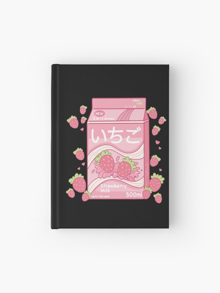 Kawaii Strawberry Milk Hardcover Journal Pink Japanese Aesthetic