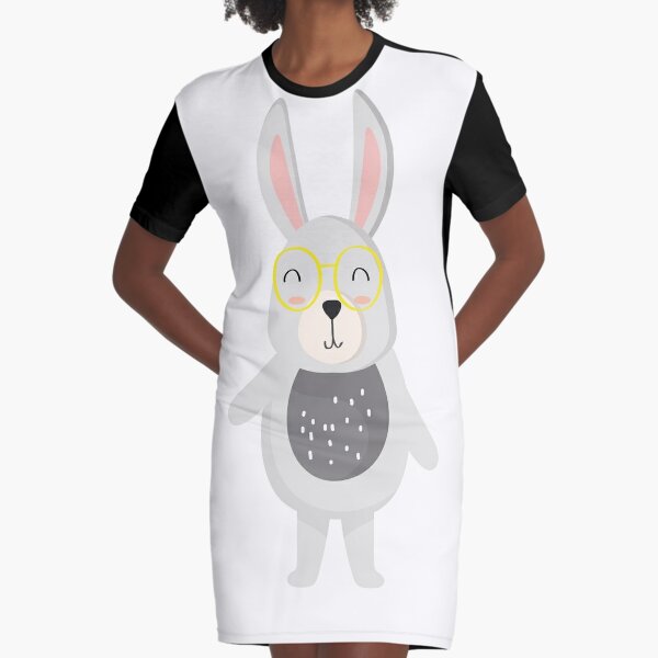 bunny with glasses & Easter bunny 2021 Graphic T-Shirt Dress