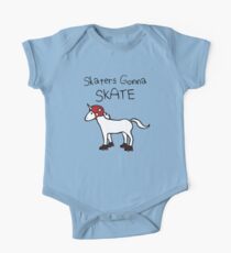 Skaters Gonna Skate (Unicorn Roller Derby) Short Sleeve Baby One-Piece