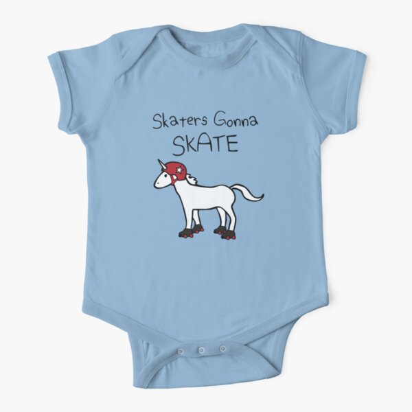 Skaters Gonna Skate (Unicorn Roller Derby) Short Sleeve Baby One-Piece