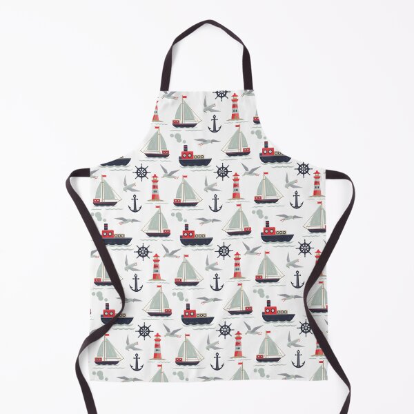 Item preview, Nautical Kids Sailboat, Seagull, Anchor, Tugboat & Lighthouse Pattern designed and sold by CyanSkyDesign.
