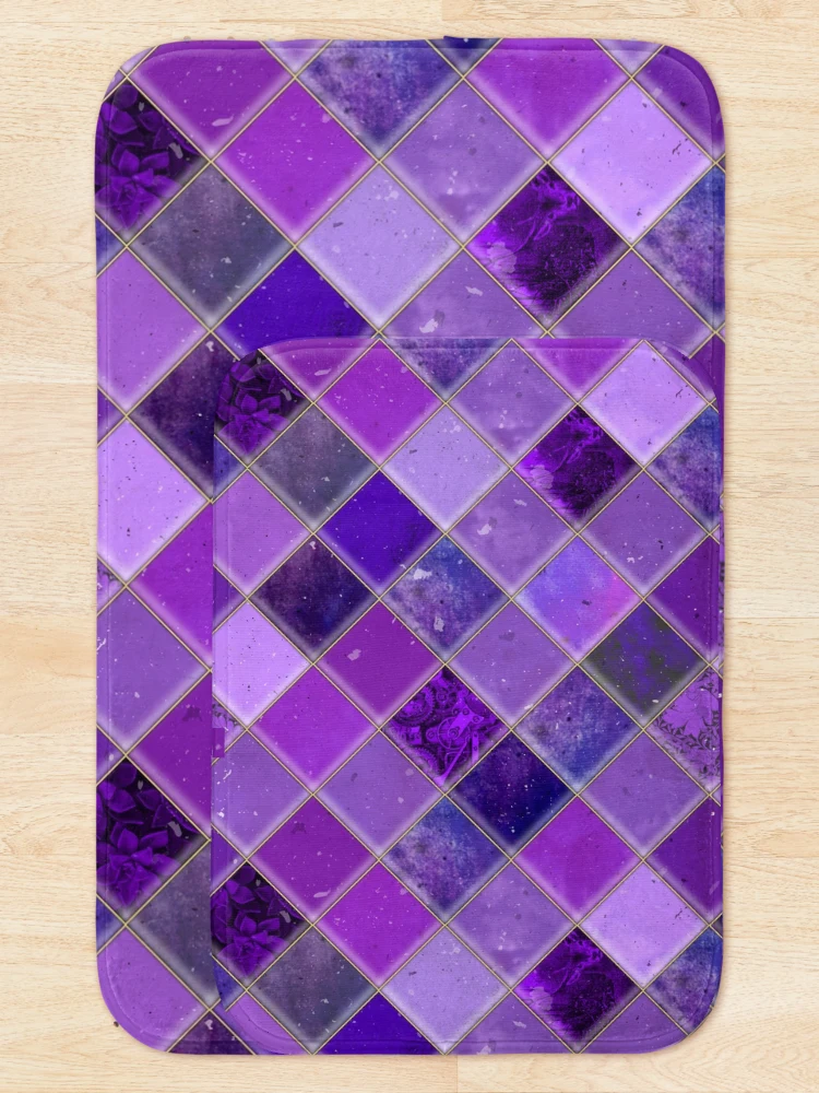 Thumbnail 5 of 6, Bath Mat, Pink/Purple Tile Pattern designed and sold by DifferentCreate.