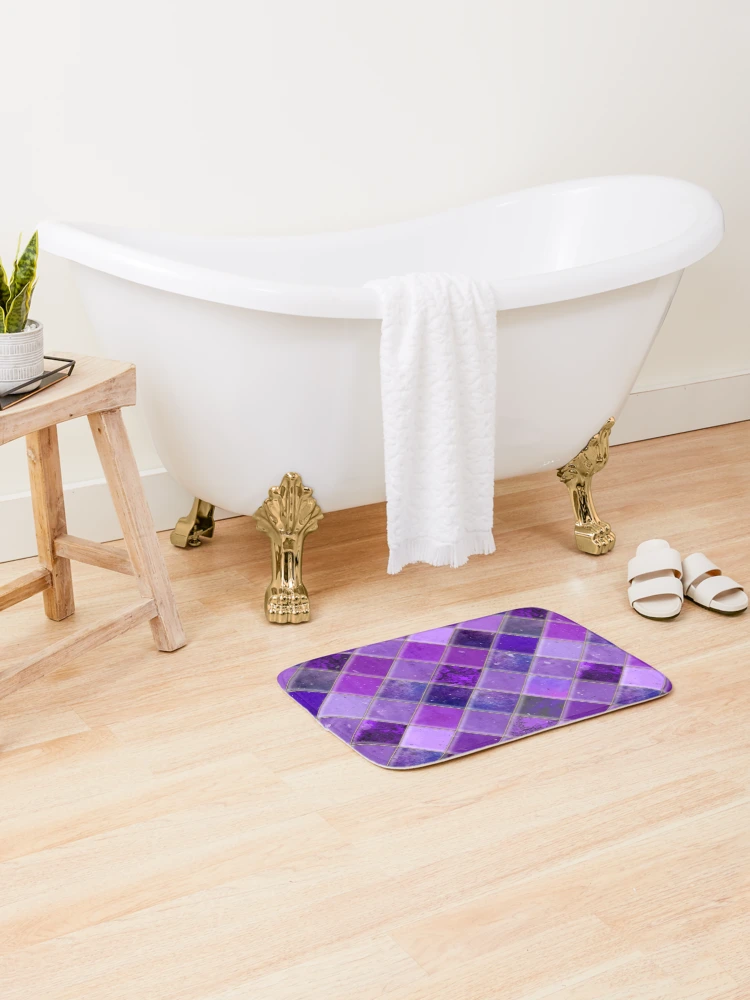 Thumbnail 2 of 6, Bath Mat, Pink/Purple Tile Pattern designed and sold by DifferentCreate.