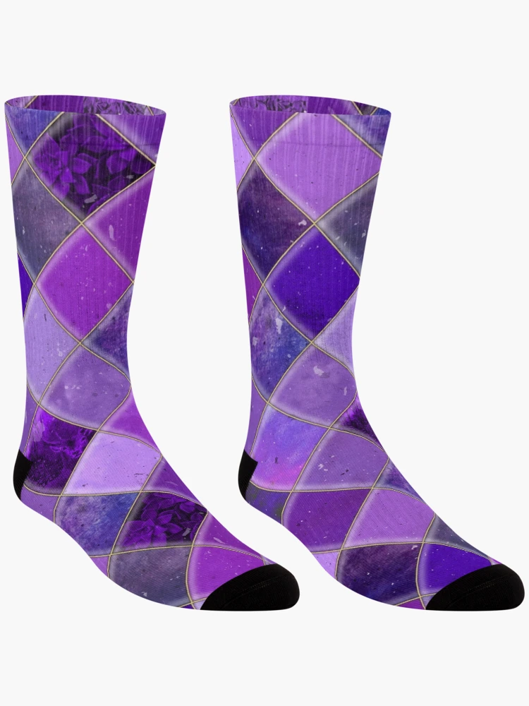 Thumbnail 3 of 5, Socks, Pink/Purple Tile Pattern designed and sold by DifferentCreate.