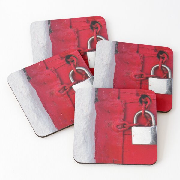 Item preview, Silver padlock minimalist white and red designed and sold by Schuva.