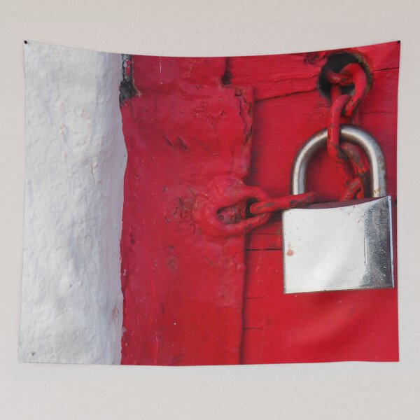 Item preview, Silver padlock minimalist white and red designed and sold by Schuva.