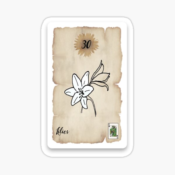 Item preview, Lenormand Lilies Card - Hand Drawn designed and sold by TheMaverickSage.