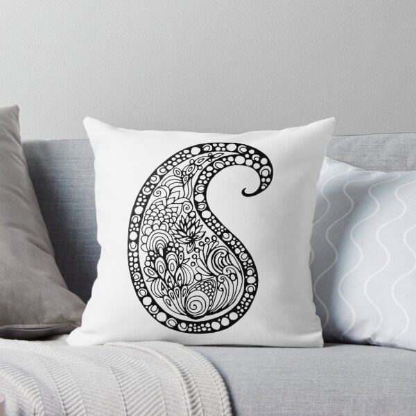 Artikelvorschau, Paisley Doodle - schwarz und weiß entworfen und verkauft von MitaDreamDesign.