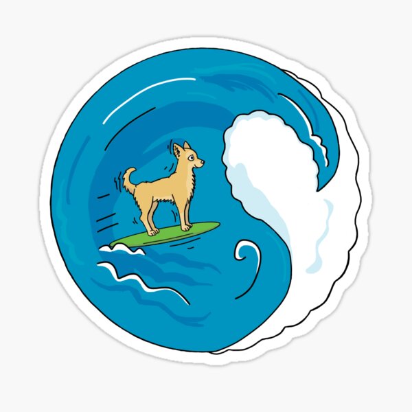 Surfing Chihuahua - Orange Sticker