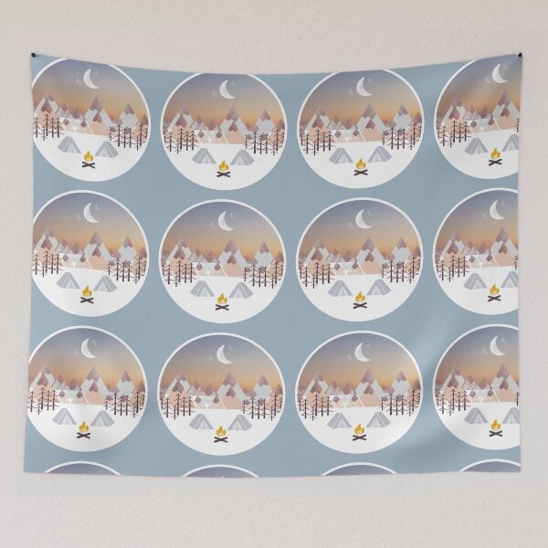 Item preview, Camping Under the Moon Lansdcape Pastel Circle designed and sold by CaosTranscrito.