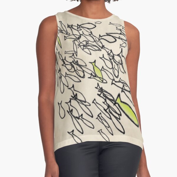Lenormand Fish Card - Hand Drawn Sleeveless Top