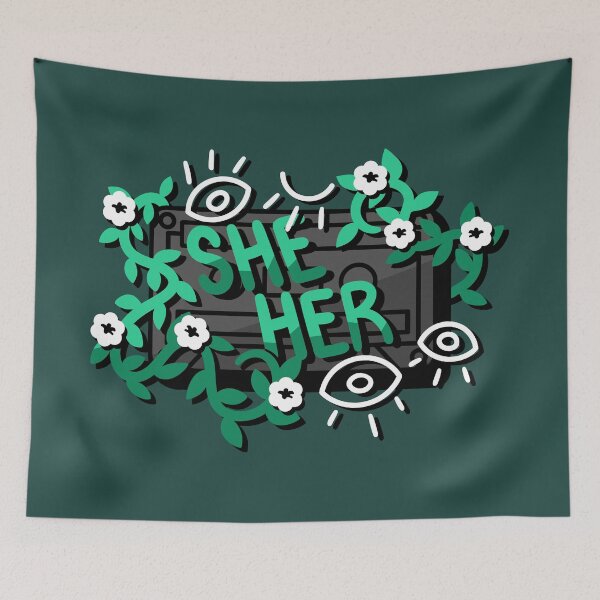 Item preview, She/Her Pronouns - Gray/Green designed and sold by rollingtape.