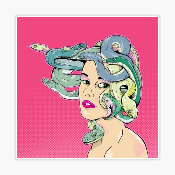 Pop art, カラフルな絵、Medusamiのart Medusa's colorful tattoo pop art and psychedelic style