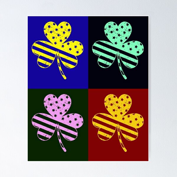 Item preview, Us America Flag Shamrock Clover - Vintage Pop Art Style - Lucky 3 - Leaf Clover  designed and sold by AYACHI90.