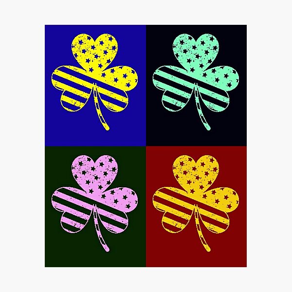 Item preview, Us America Flag Shamrock Clover - Vintage Pop Art Style - Lucky 3 - Leaf Clover  designed and sold by AYACHI90.