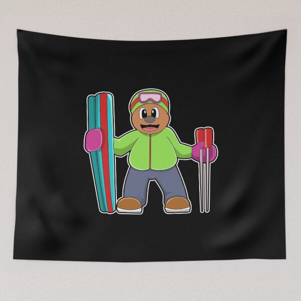 Item preview, Bear as Skier with Ski & Ski poles designed and sold by Snabdesign84.