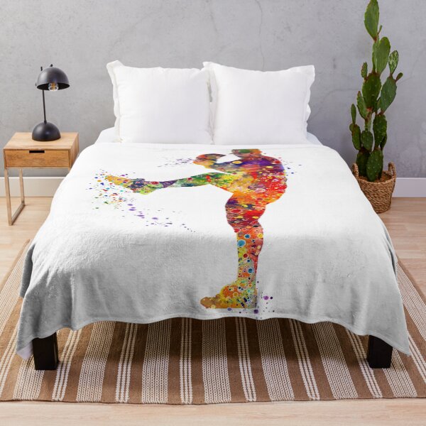 Item preview, Baseball Pitcher Boy Colorful Watercolor Silhouette designed and sold by LotusGifts.