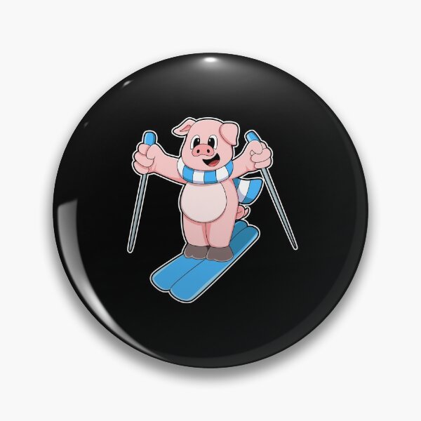 Item preview, Pig as Skier with Ski Scarf & Ski poles designed and sold by Snabdesign84.