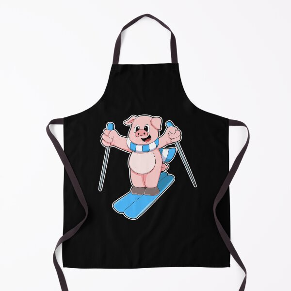 Item preview, Pig as Skier with Ski Scarf & Ski poles designed and sold by Snabdesign84.