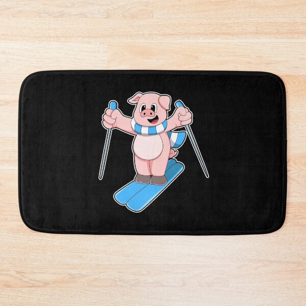 Item preview, Pig as Skier with Ski Scarf & Ski poles designed and sold by Snabdesign84.