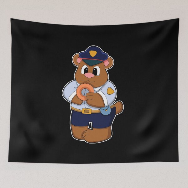 Item preview, Bear as Police officer with Police uniform & Donut designed and sold by Snabdesign84.