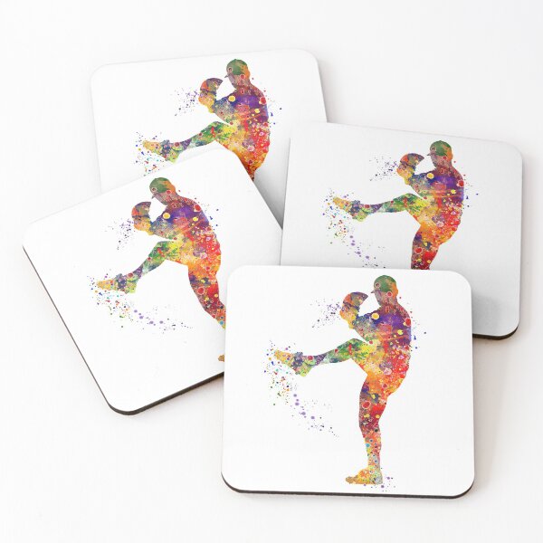 Item preview, Baseball Pitcher Boy Colorful Watercolor Silhouette designed and sold by LotusGifts.