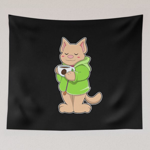 Item preview, Cat with Cup of Coffee & Pajamas designed and sold by Snabdesign84.