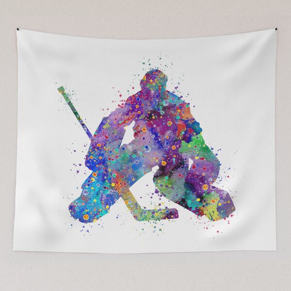 Item preview, Ice Hockey Boy Goalie Colorful Watercolor designed and sold by LotusGifts.