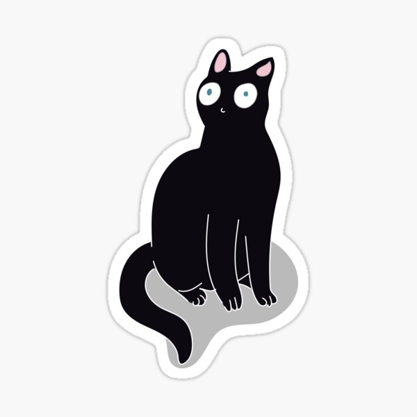 Desenho de gato preto fofo sentado