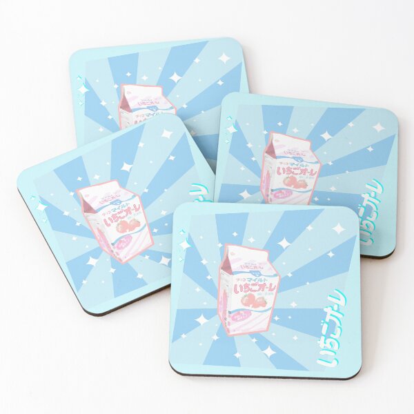 Item preview, Cute Japanese aesthetics blue strawberry milk, 90's retro style Harajuku, Japanese Aesthetics Kawaii Strawberry Milk Shake anime sparkles designed and sold by Novel-ty.