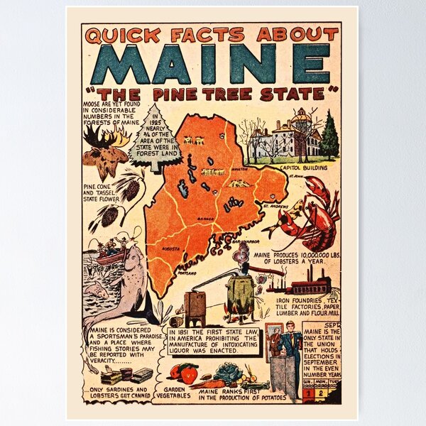 Item preview, Maine Vintage Poster designed and sold by RosarioDesigns.