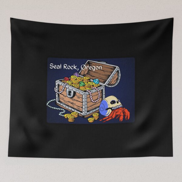 Item preview, Seal Rock Oregon Coast Skull Crab Treasure Chest Pirate Design designed and sold by DansDankDesigns.