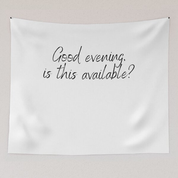 Item preview, Good evening, is this available? White text designed and sold by R-reflections.