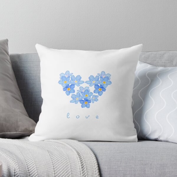 Heart Watercolor Forget Me Not XO4U Original Throw Pillow