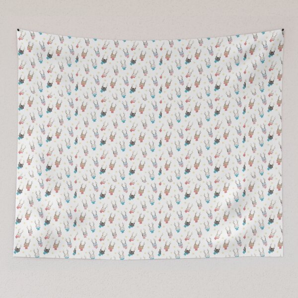 Item preview, Meowy Christmas Reindeer Cats With Scarf & Stars Pattern designed and sold by CyanSkyDesign.
