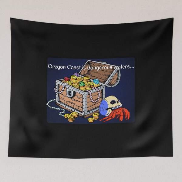 Item preview, Oregon Coast Is Dangerous Waters Skull Crab Treasure Chest Pirate Design designed and sold by DansDankDesigns.