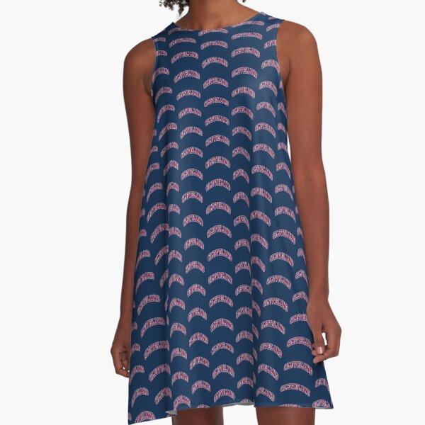 Cleveland, Arch Text - Navy A-Line Dress