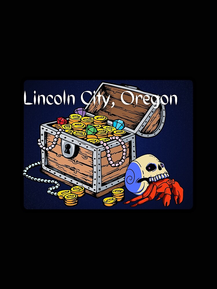 "Lincoln City Oregon Coast Skull Crab Treasure Chest Pirate Design