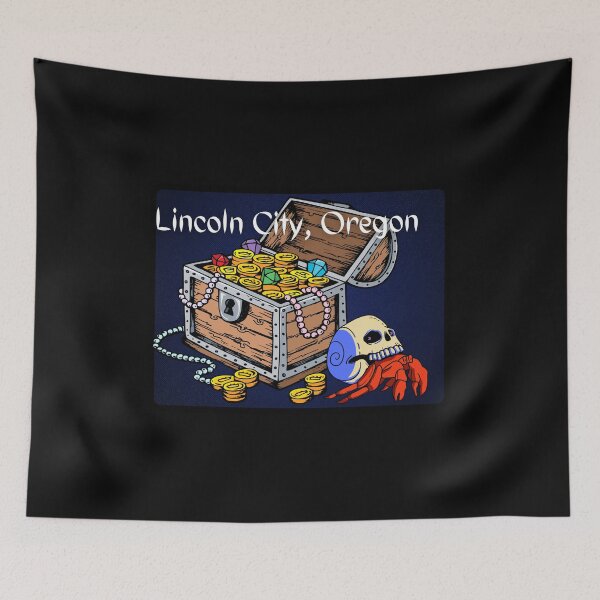 Item preview, Lincoln City Oregon Coast Skull Crab Treasure Chest Pirate Design designed and sold by DansDankDesigns.
