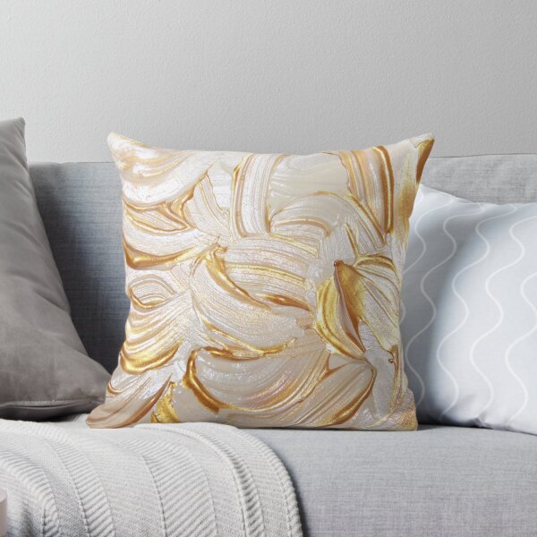 Peinture mouillée à la crème et à l'or Coussin