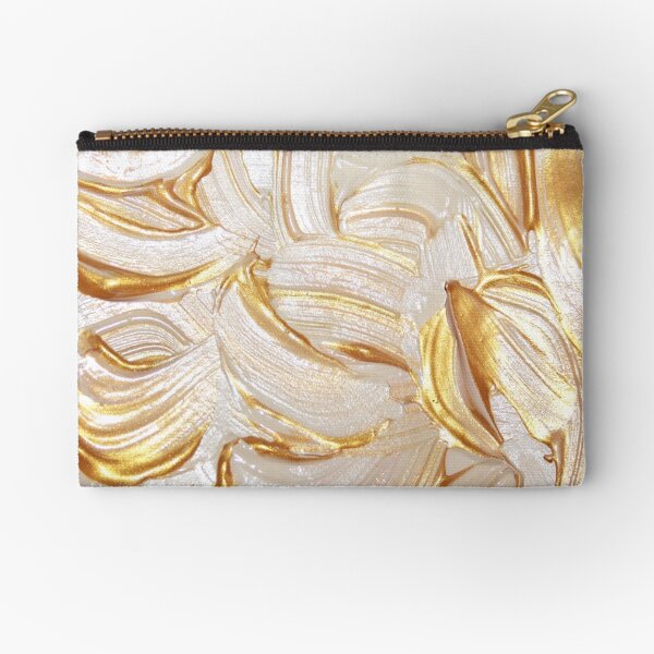 Cream & Gold Wet Paint Zipper Pouch