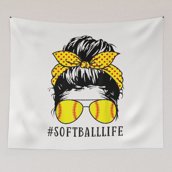 Item preview, Mom Life Softball Baseball Mom Mothers Day Messy Bun Womens T-Shirt designed and sold by Lukifo-Vector.