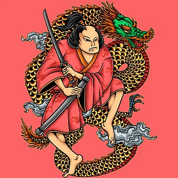 Artwork thumbnail, Samurai/Dragon by RedsStickerShop