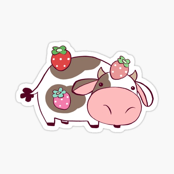 Strawberry Cow Cartoon Stickers | Redbubble