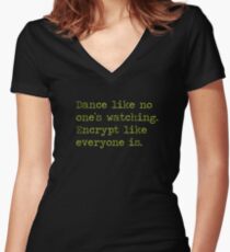 Dancing and encrypting Women's Fitted V-Neck T-Shirt