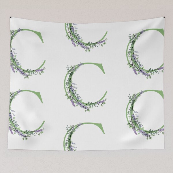 Item preview,  The letter “C” | romantic Eucalyptus and Lavender floral illustration | floral Monograms designed and sold by hollycooper.
