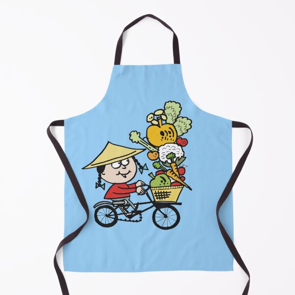 Item preview, Happy Chinese man riding bicycle carrying vegetables designed and sold by Al Benge.