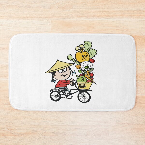 Item preview, Happy Chinese man riding bicycle carrying vegetables designed and sold by Al Benge - NZ & Australian Art.