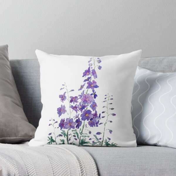 Item preview, hand painted purple blue pink delphinium watercolor  designed and sold by ColorandColor.