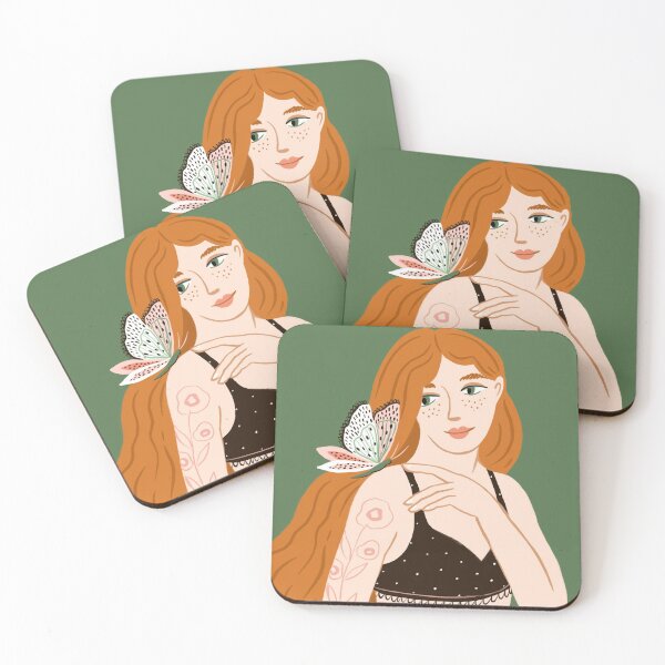 Item preview, Cute young woman with butterfly. Summer illustration designed and sold by Alenka Karabanova.